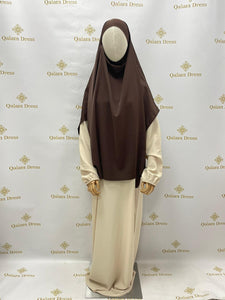Khimar hijab carree soie de medine jilbeb marron nouveau modele couleur boutique femmes musulmanes