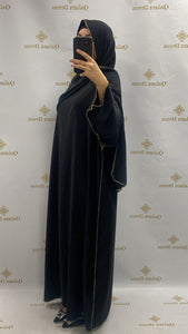 Abaya avec voile intégrer jazz coutures doré - Tendance Hijab