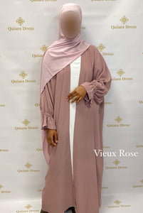 kimono soie de médine manche élastique abaya hijeb hijab tunique jilbeb mode modeste fashion qalam dress boutique musulmane femme voilées hijab france robe abaya blanche
