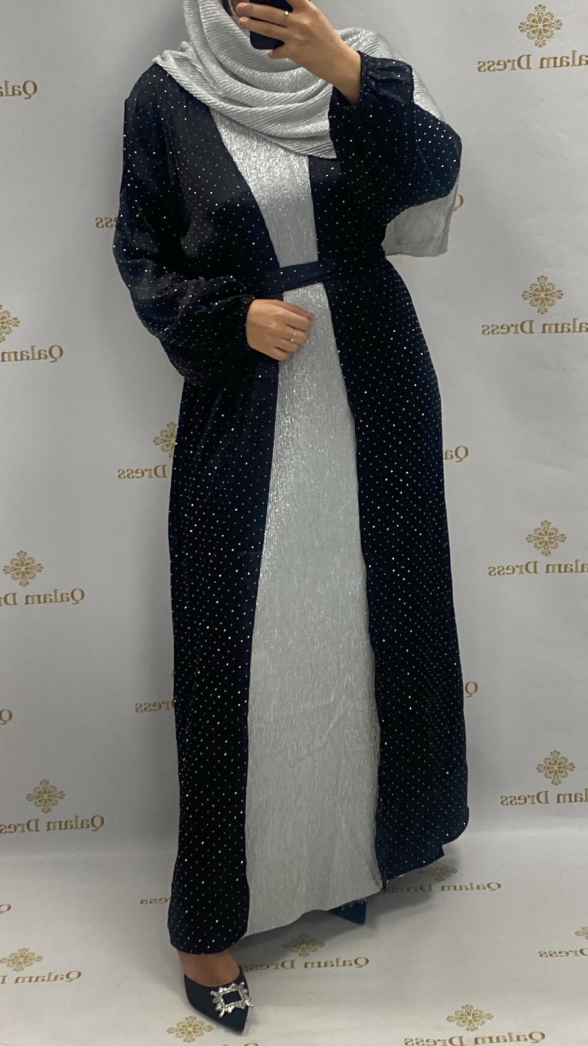 Kimono Strass Classy classe satiné Dubai Khaleeji abaya hijeb hijab tunique jilbeb mode modeste fashion qalam dress boutique musulmane femme voilées hijab france robe abaya blanche