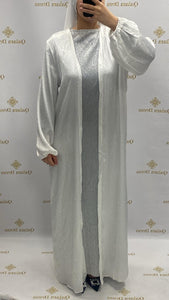 Kimono Strass Classy classe satiné Dubai Khaleeji abaya hijeb hijab tunique jilbeb mode modeste fashion qalam dress boutique musulmane femme voilées hijab france robe abaya blanche