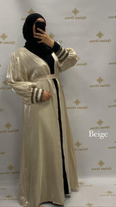 Kimono satiné Safa Luxury abaya hijeb hijab tunique jilbeb mode modeste fashion qalam dress boutique musulmane femme voilées hijab france robe abaya blanche