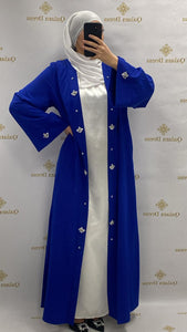 Kimono Strass AMIRA 2024 BLEU ROI evenement collection ramadan eid tendance hijab boutique de femmes musulmanes