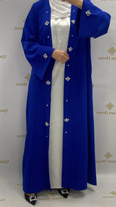Kimono Strass AMIRA 2024 BLEU ROI evenement collection ramadan eid tendance hijab