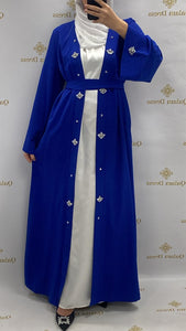 Kimono Strass AMIRA 2024 BLEU ROI evenement collection ramadan eid tendance hijab