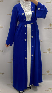 Kimono Strass AMIRA 2024 BLEU ROI evenement collection ramadan eid tendance hijab boutique de femmes musulmanes