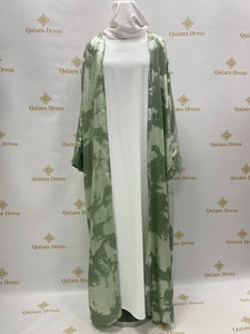 Kimono farasha imprimer en vert ou maaron tissu fluide leger vert qalam dress boutique 