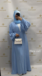 Kimono jazz long manches bouffantes large mastour mastoura modest fashion abaya hijeb hijab tunique jilbeb mode modeste fashion qalam dress boutique musulmane femme voilées hijab france robe abaya blanche