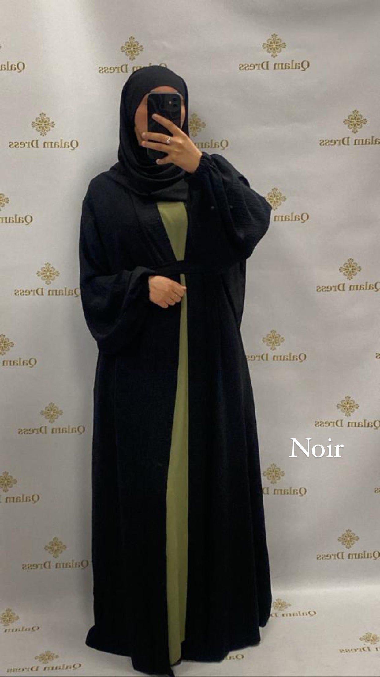 Kimono jazz long manches bouffantes large mastour mastoura modest fashion abaya hijeb hijab tunique jilbeb mode modeste fashion qalam dress boutique musulmane femme voilées hijab france robe abaya blanche