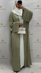 Kimono manches strass dubai abaya hijeb hijab tunique jilbeb mode modeste fashion qalam dress boutique musulmane femme voilées hijab france robe abaya blanche