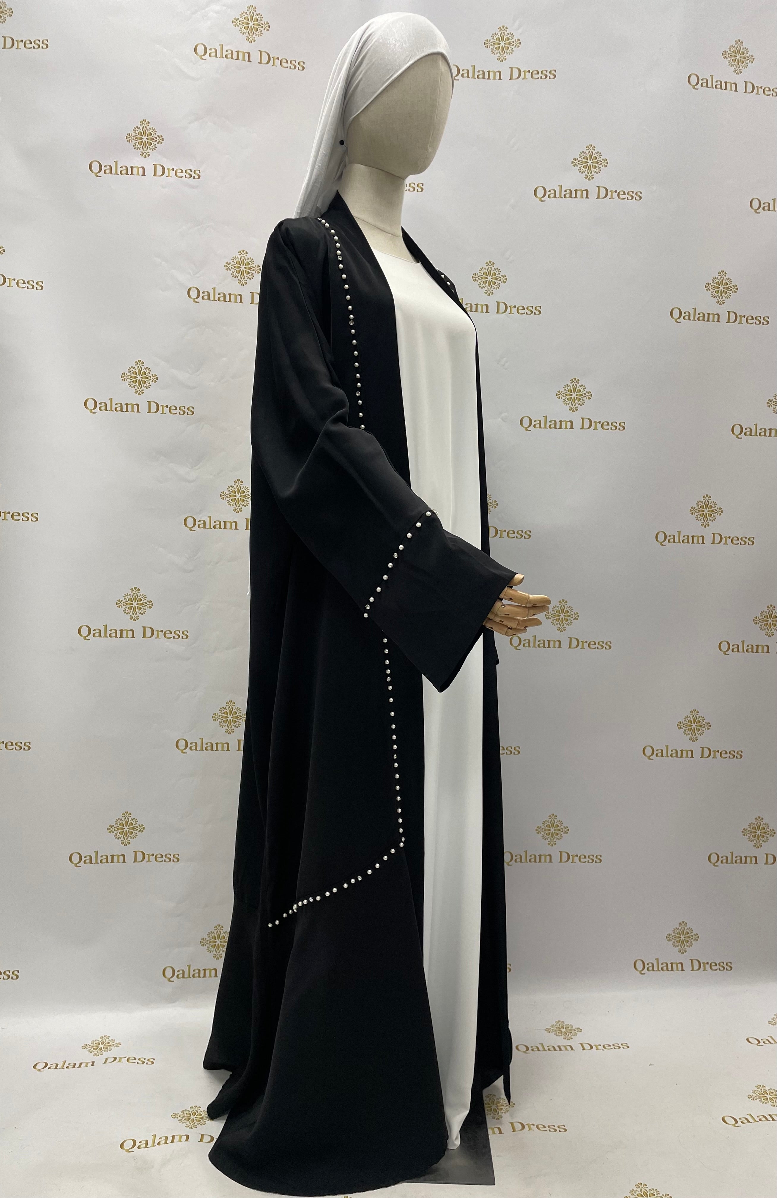 Kimono perle et strass luxe Khaliji Tendance Hijab Qalam Dress Tendance Hijab