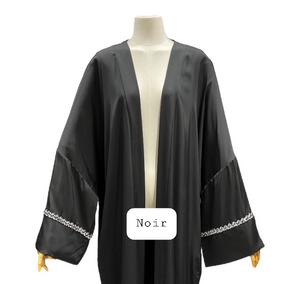 Kimono Strass Khaleeji Dubai Noir Fluide Mastour Femmes Musulmanes 