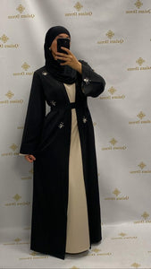 Kimono strass amira bleu gris tendance hijab mode modeste mastour evenement ramadan aid qalam dress boutique