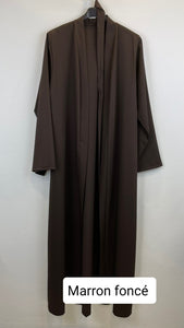 Maxi kimono grande de taille alyah marron fonce tendance hijab mode modeste tendance hijab 