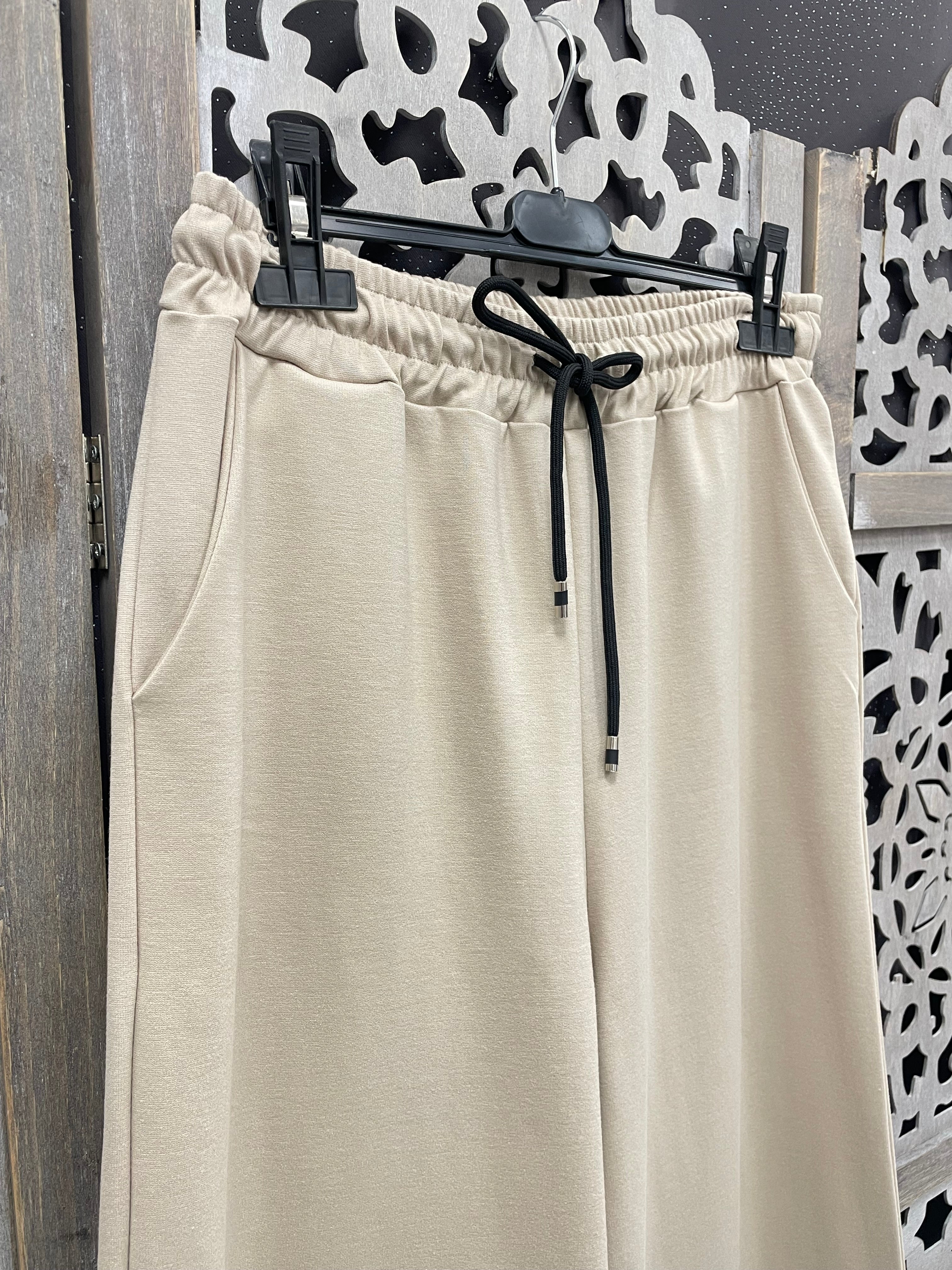 Pantalon palazzo  épais beige elastique femme mastour large hijab boutique musulmane 