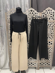 Pantalon palazzo large long noir beige mastour hijab jogging boutique femmes musulmanes 