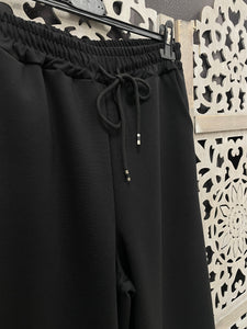 Pantalon palazzo noir extensible large épais voile coupe droite long boutique femme musulmane 