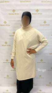 Pull kaki ou beige Col roulé long Tendance Hijab mastour mode modeste 