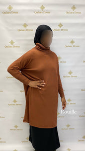 Pull rouille Col roulé long Tendance Hijab mastour mode modeste boutique qalam dress