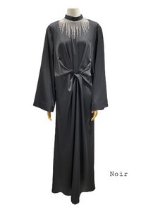 Robe mairie voile mastour longue noir couleurs satin strass bijou boutique femmes musulmanes 