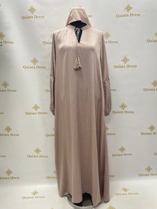 Robe Abaya pailleté salwa manches ballon paillettes scintillantes et de détails en strass bleu noir beige rose evenement tendance hijab ceinture boutique qalam dress 