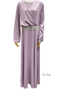 Robe Lila Bijou Longue Soirée Elégante Mastour Boutique Femmes Musulmanes 