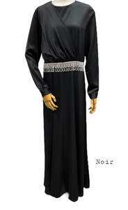 Robe Noir Bijou Longue Soirée Elégante Mastour Boutique Femmes Musulmanes 