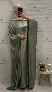 Robe large khaleeji dubai mode modeste modeste fashion manche papillon Robe du soir soirée mariage évenement demoiselle d'honneur abaya hijeb hijab tunique jilbeb mode modeste fashion qalam dress boutique musulmane femme voilées hijab france robe abaya blanche
