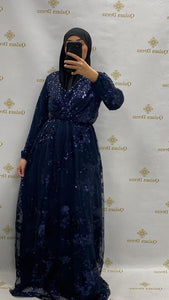 Robe sarah pailleté soirée mariage evenement abaya hijeb hijab tunique jilbeb mode modeste fashion qalam dress boutique musulmane femme voilées hijab france robe abaya blanche