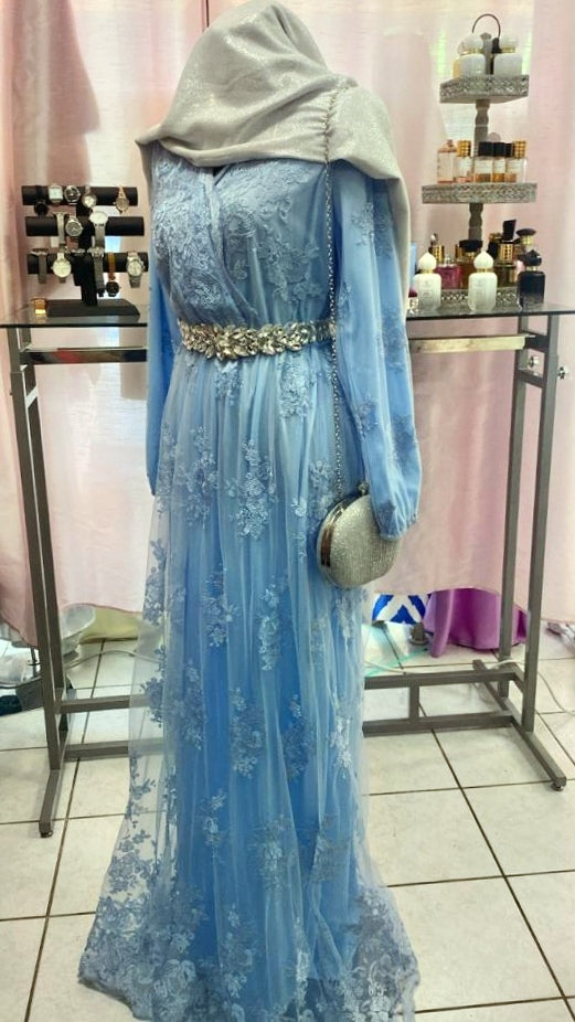 Robe De Soirée Dentelle Sarah  - Tendance Hijab