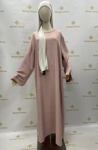Abaya effet lin look moderne tissu leger style gris vert ou rose tendance hijab mode fashion 