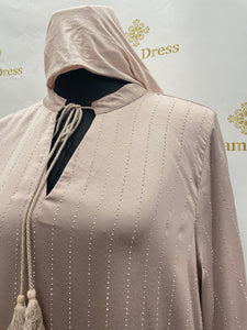 Robe Abaya pailleté salwa manches ballon paillettes scintillantes et de détails en strass bleu noir beige rose evenement aid tendance hijab mode modest qalam dress
