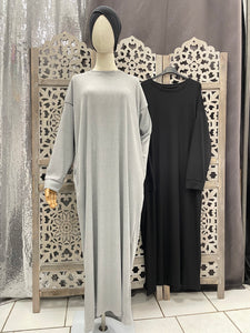 Robe longue grise ou noir avec poches boutique de chez qalam dress 