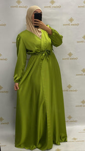 robe de soire soirée demoiselle d'honneur vert abaya hijeb hijab tunique jilbeb mode modeste fashion qalam dress boutique musulmane femme voilées hijab france robe abaya blanche
