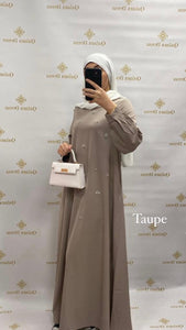 Robe abaya juhayna strass abaya hijeb hijab tunique jilbeb mode modeste fashion qalam dress boutique musulmane femme voilées hijab france robe abaya blanche