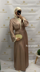 robe satiné cintré Ayline abaya hijeb hijab tunique jilbeb mode modeste fashion qalam dress boutique musulmane femme voilées hijab france robe abaya blanche
