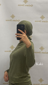 body bonnet sous hijab manches longues avec bonnet intégré élastique boutique mastour femme musulmane