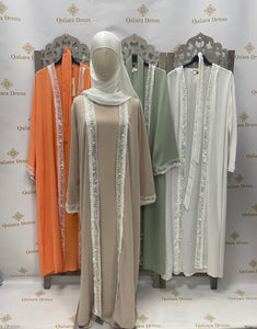 Tenue aid eid habillee fete occasion kimono abaya hijab 