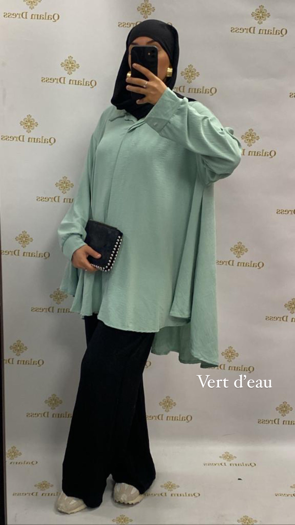 Tunique jazz longue tendance chemise large mastour mastoura modest fashion abaya hijeb hijab tunique jilbeb mode modeste fashion qalam dress boutique musulmane femme voilées hijab france robe abaya blanche