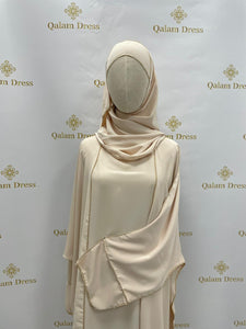 Kimono 3 pieces sous robe kimono voile en soie de medine avec fil doree tendance hijab mode modeste boutique de femmes musulmanes 