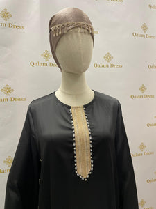 abaya style caftan avec strass doré pour mariage eid ou evenement