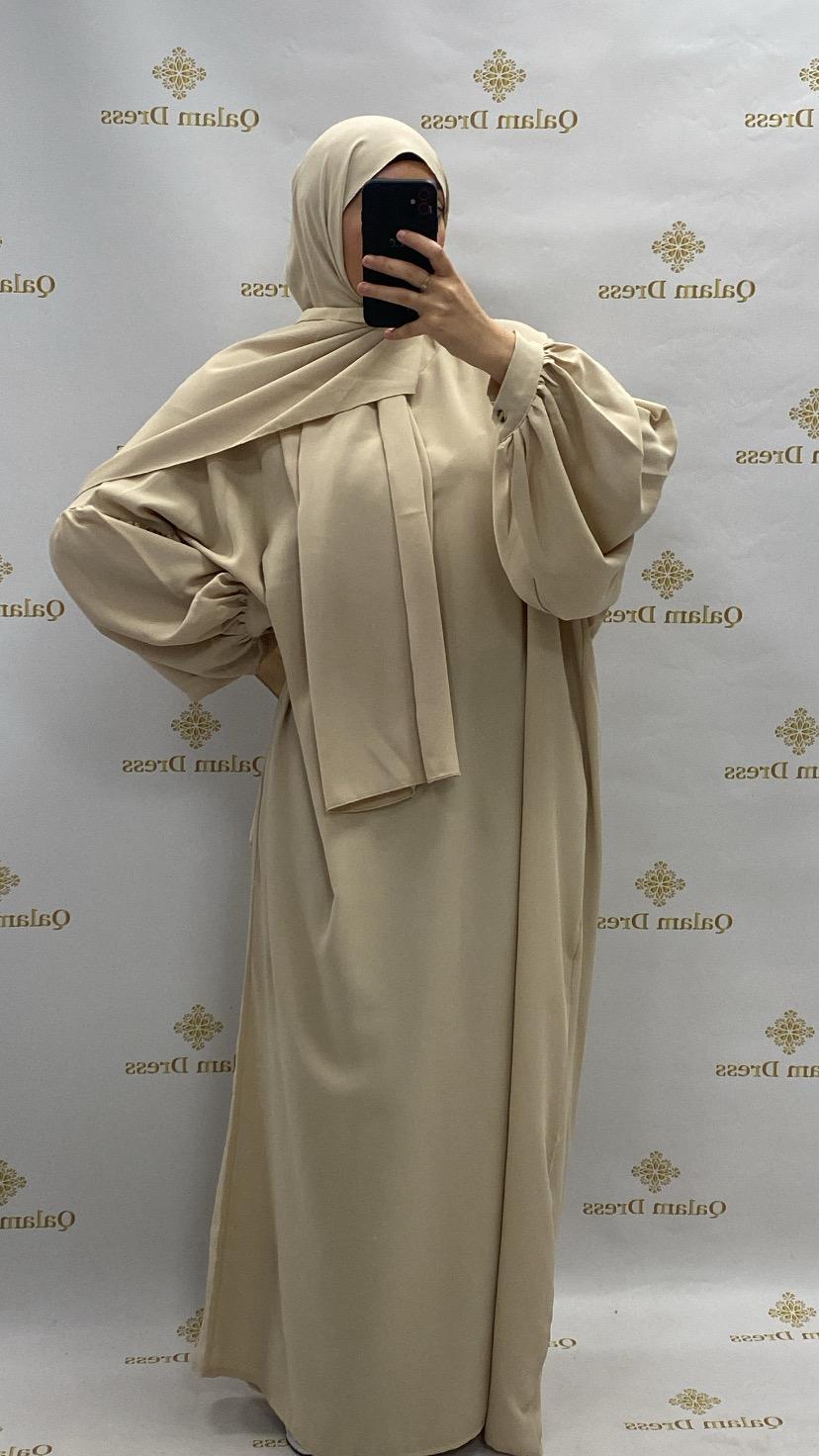 Robe de priere manches ballon Avec Hijab Integre Tendance Hijab