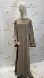 abaya taupe pour femme musulmane grande de taille