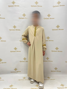 robe fille soumaya beige en soie de medine details bras et col tendance aid et ramadan 