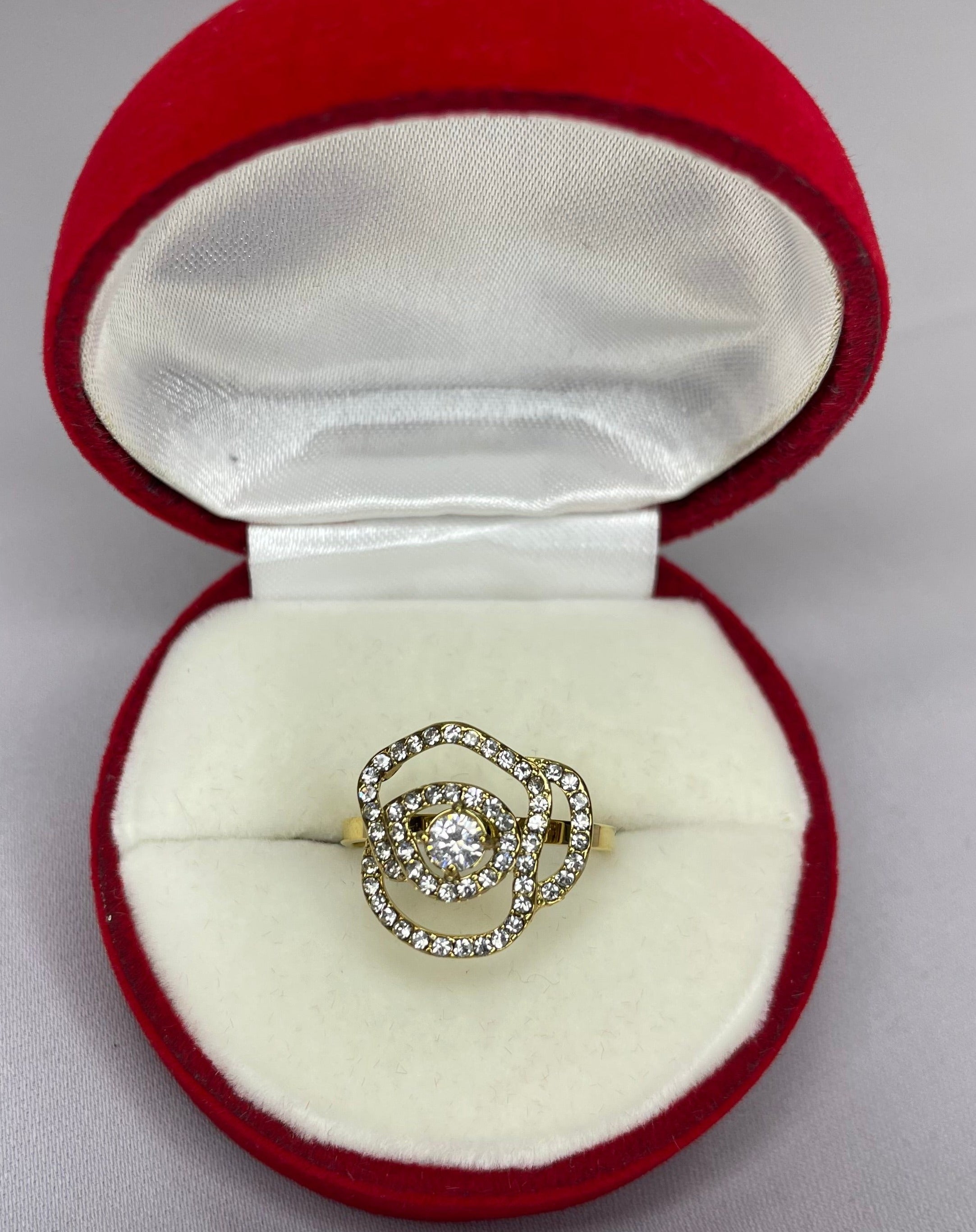 bague anneau warda fleur strass doree ajustable bijou accessoire boutique qalam dress 