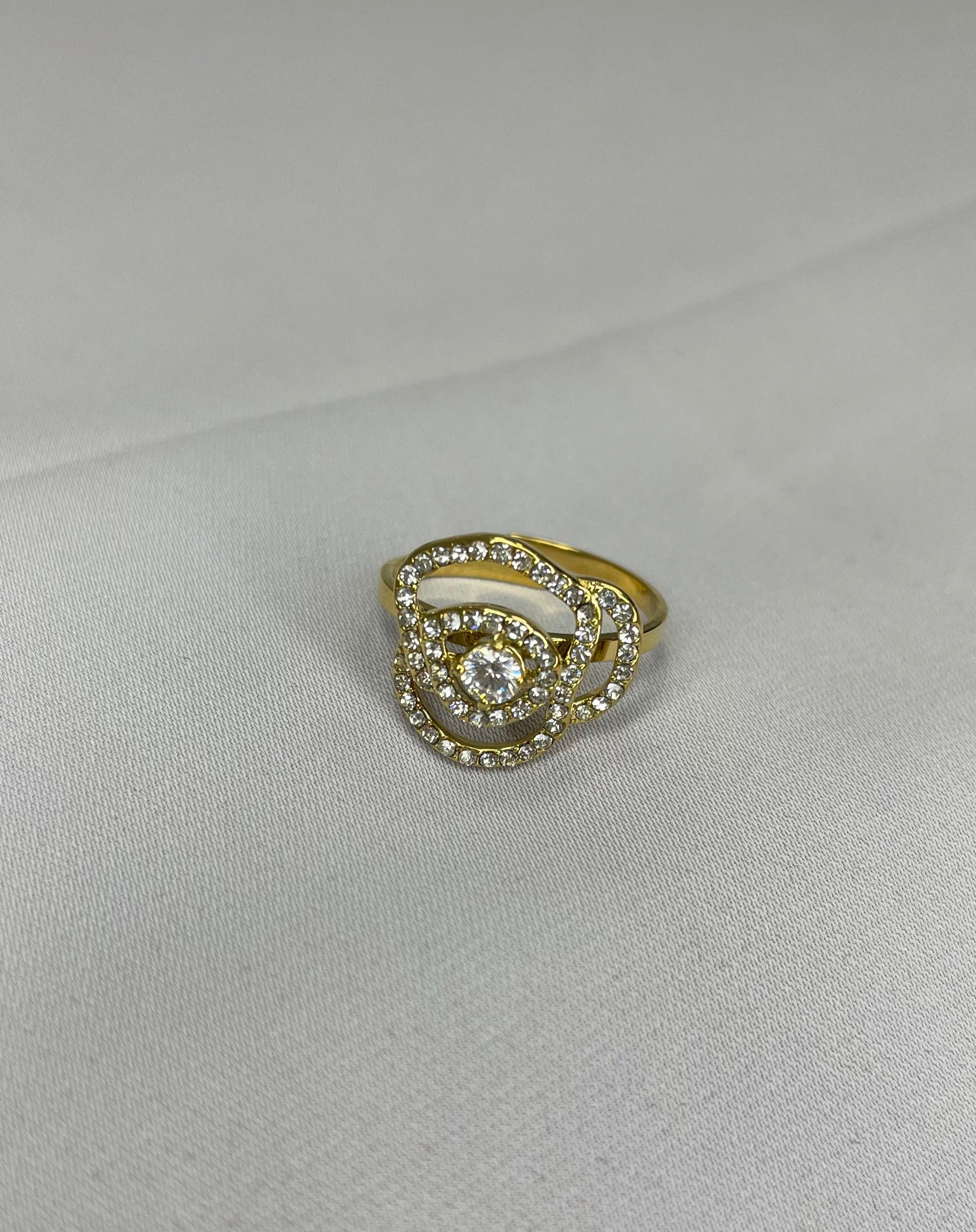 bague anneau warda fleur strass doree ajustable bijou accessoire qalam dress boutique 