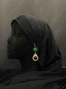 Boucles doreilles accessoires luxury strass avec diaments verts qalam dress boutique 