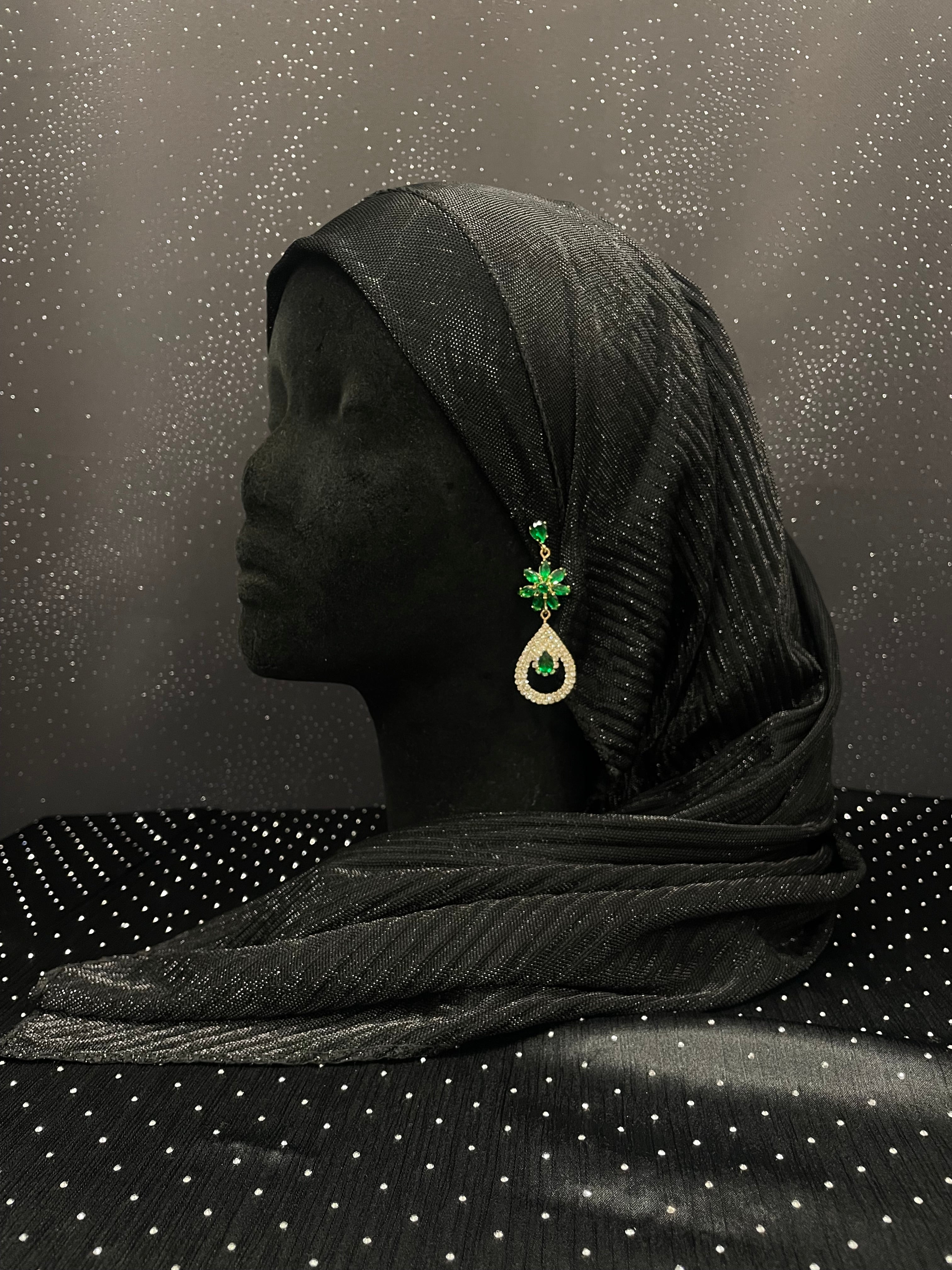 boucles doreilles green flower strass bijou de fetes boutique de chez qalam dress 