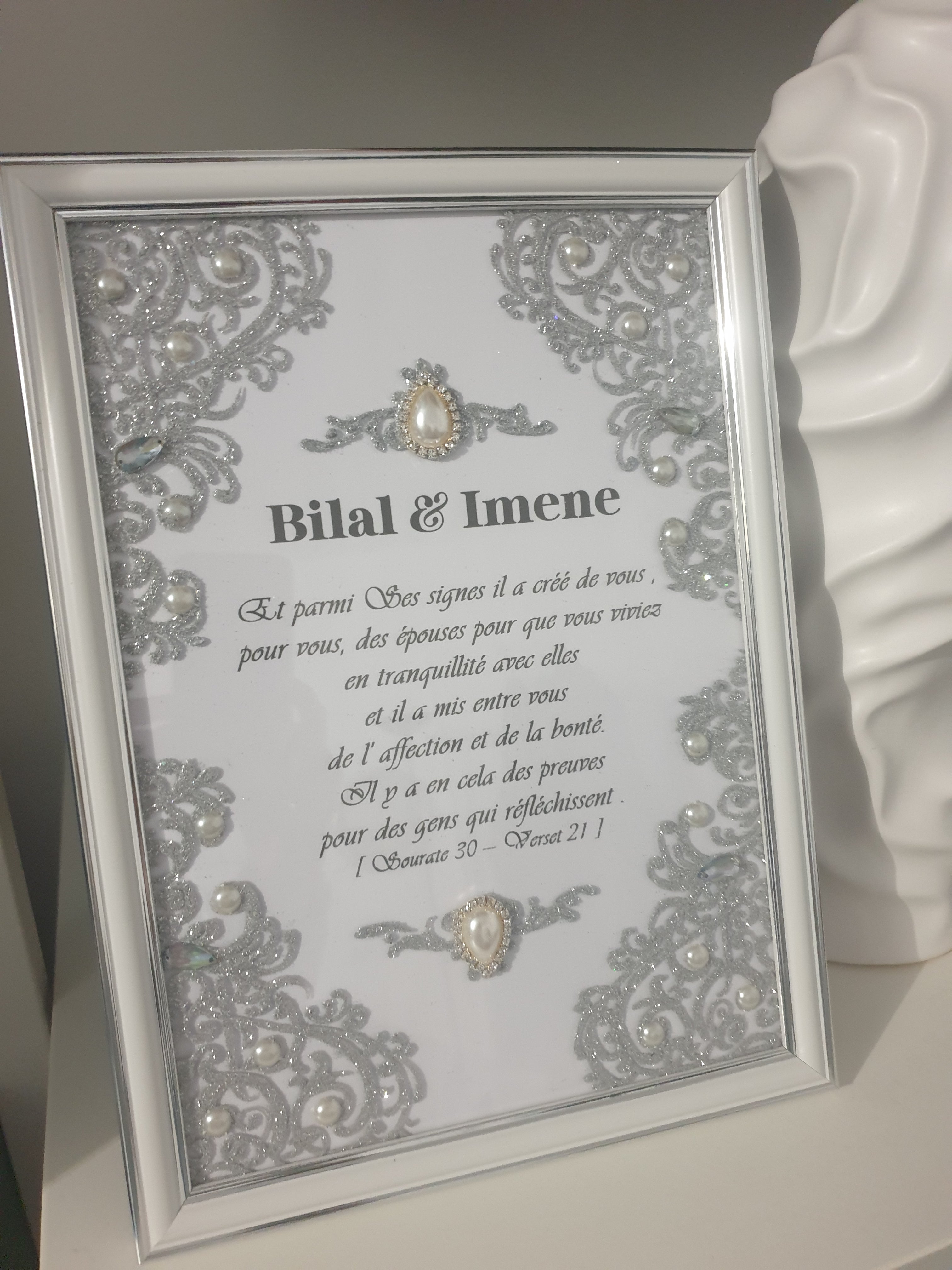 CADRE ÉPOUX PERSONNALISÉ PRÉNOMS - CADEAU DE MARIAGE NIKKAH