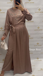 Robe Safiya combinaison satiné abaya hijeb hijab tunique jilbeb mode modeste fashion qalam dress boutique musulmane femme voilées hijab france robe abaya blanche